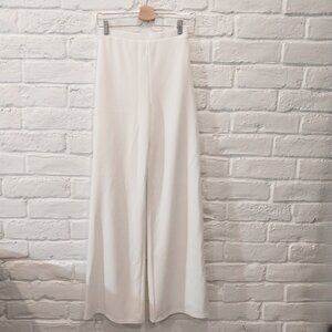 Lulus White Wide Leg Pants Women Small Zip Fully Lined High Rise Palazzo Stretch